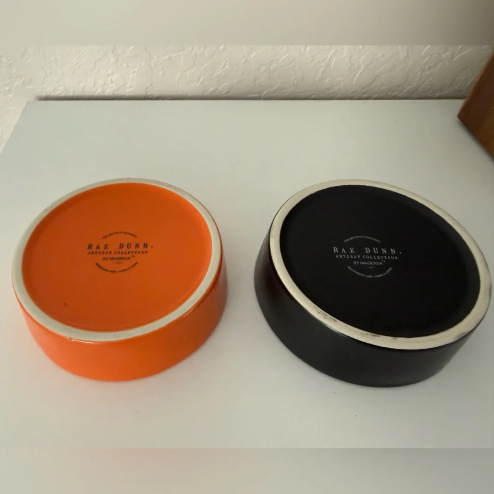 Rae Dunn Halloween Pet Bowls - Orange and Black